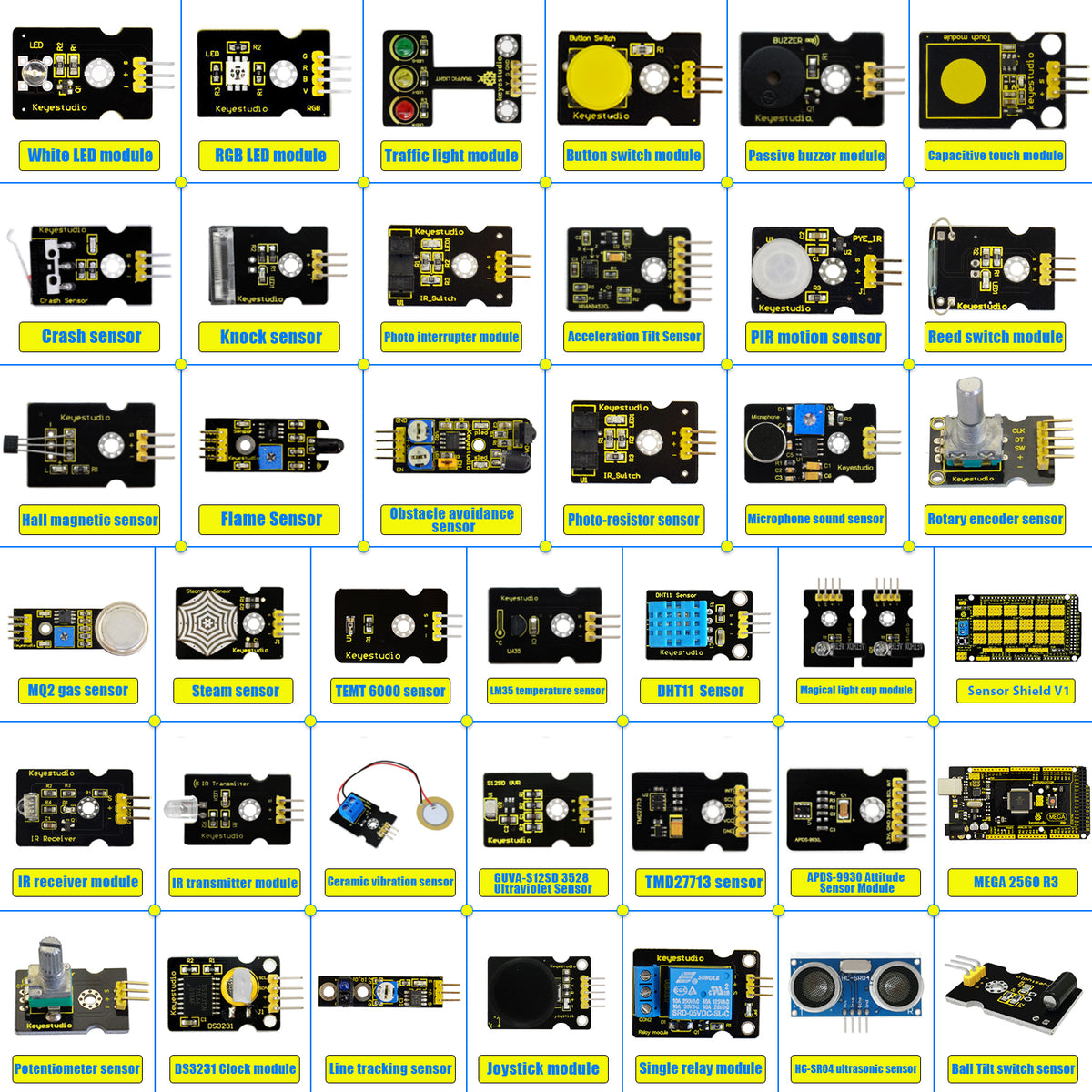 Keyestudio 37 in 1 Box Sensor Kit V2.0 Mega Controller Board Sensor Electronic Kit For Arduino