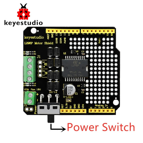 Updated Version Keyestudio L298P Shield With Power Switch For Arduino UNO R3