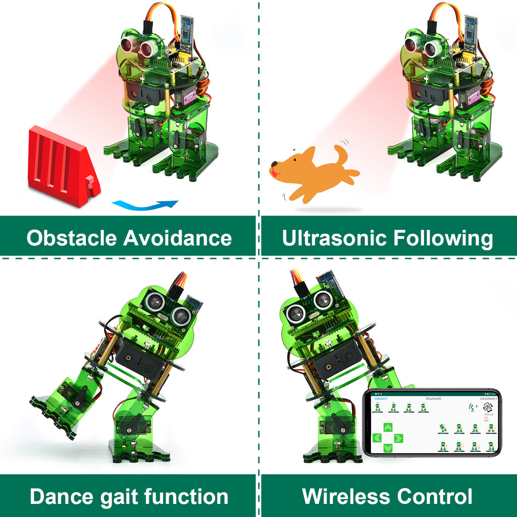 Keyestudio DIY 4-DOF Robot Kit Frog Robot for Arduino Nano Graphical Programming/Support IOS &Android APP Control