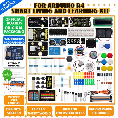 Keyestudio IOT Smart Living Learning Kit with Original Arduino Uno R4 WIFI Board For Arduino Starter Kit