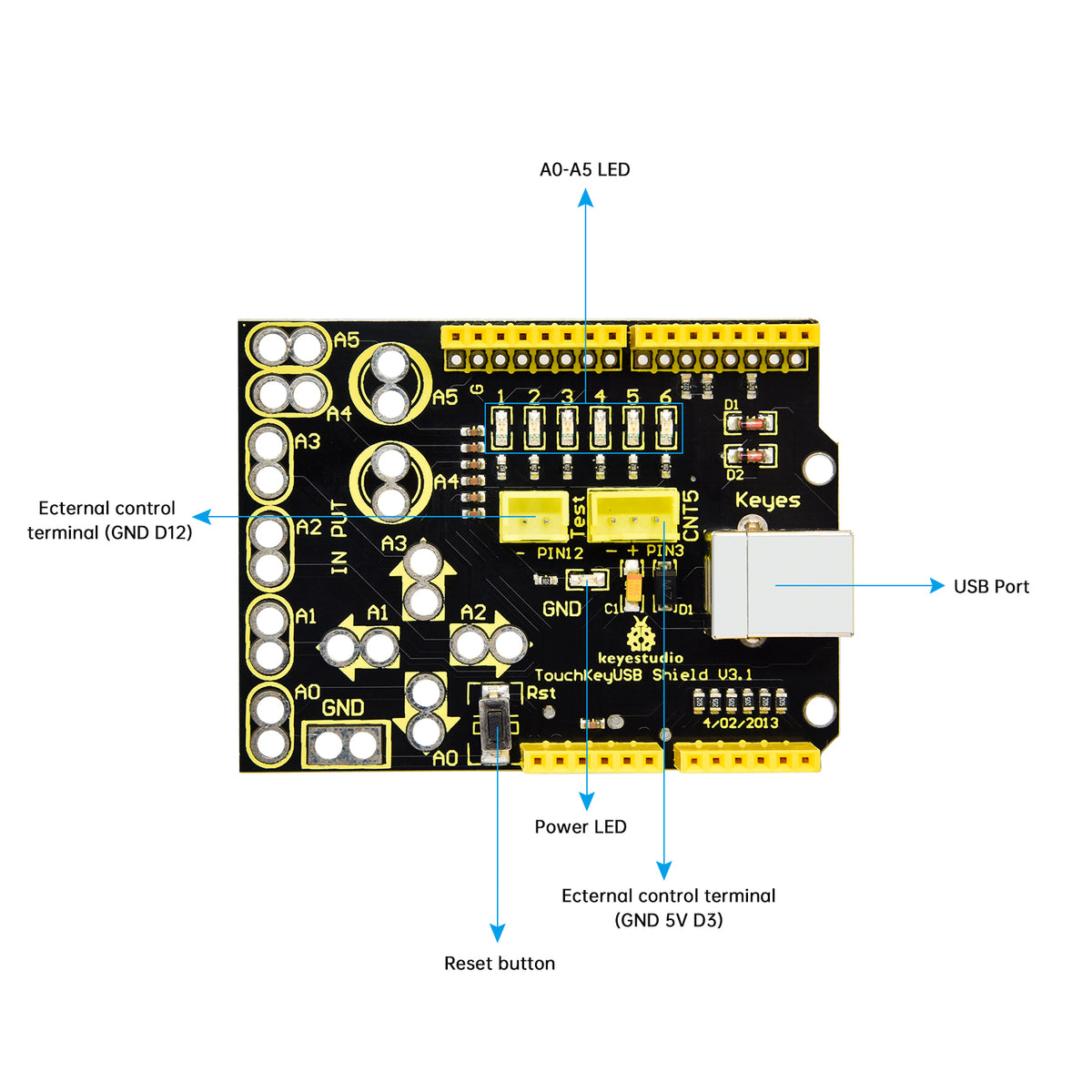 Keyestudio Touch Key USB Shield UNO R3 Development Board For Arduino