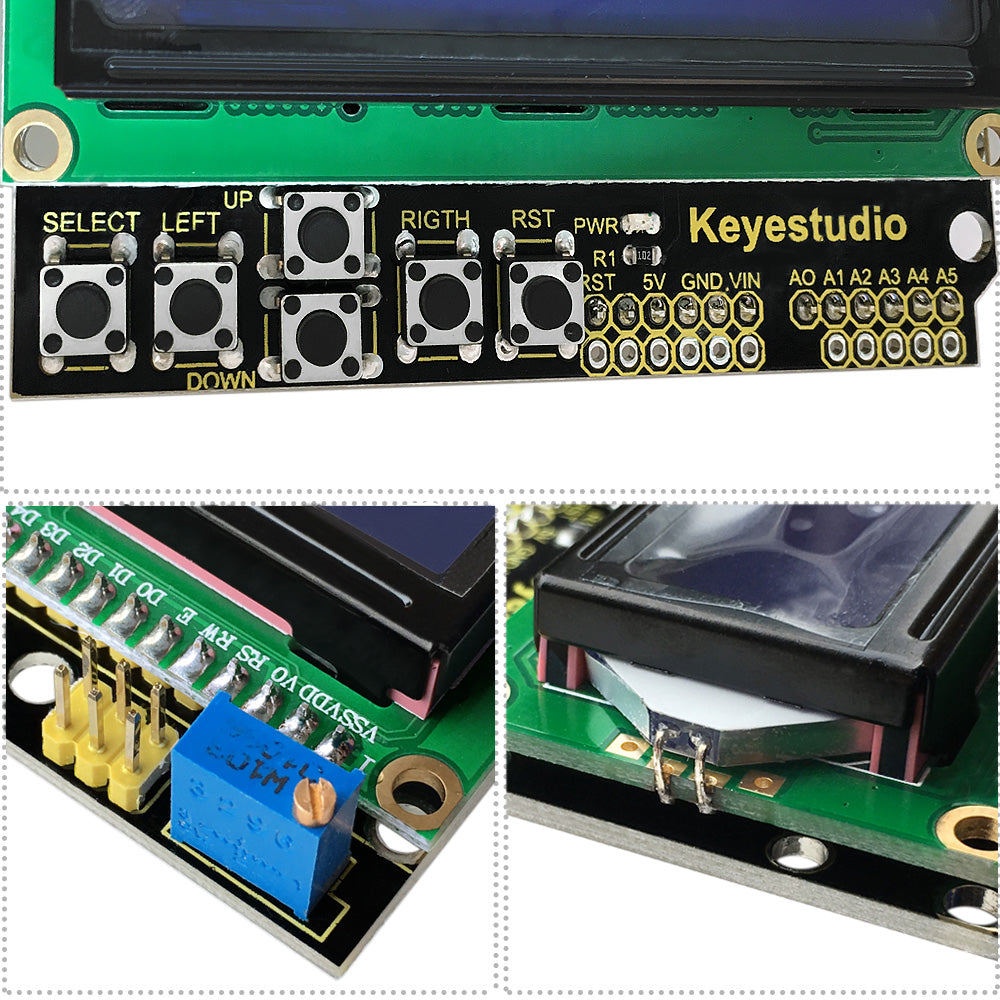 Keyestudio 1602LCD Keypad Shield For Arduino LCD Display ATMEGA2560 For Raspberry Pi UNO Blue Screen Blacklight Module