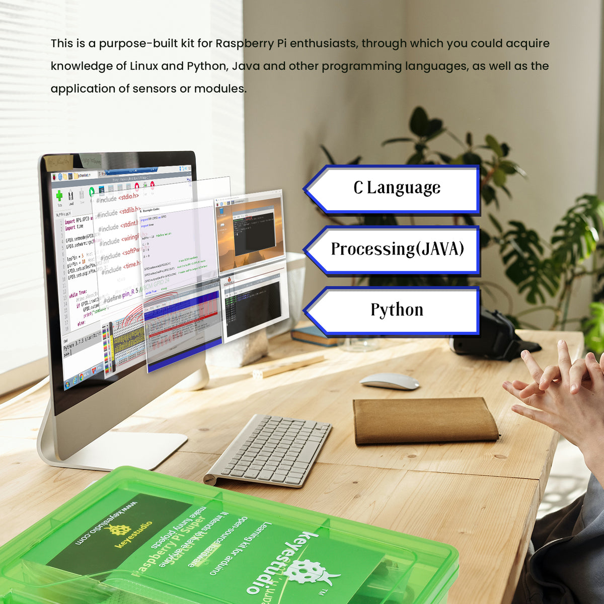 Keyestudio Raspberry Pi 4B Super Starter Kit Python Programming Kit(NO RPI Board )