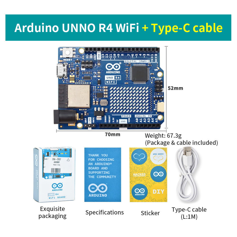 Original Arduino UNO R4 WiFi Development Board With Type-C Cable