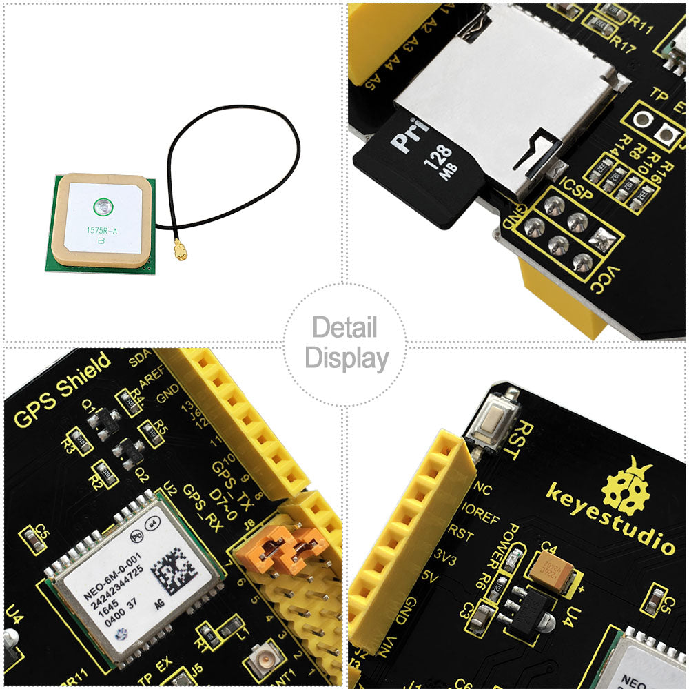 Keyestudio GPS shield with SD slot +Antenna for Arduino UNO R3