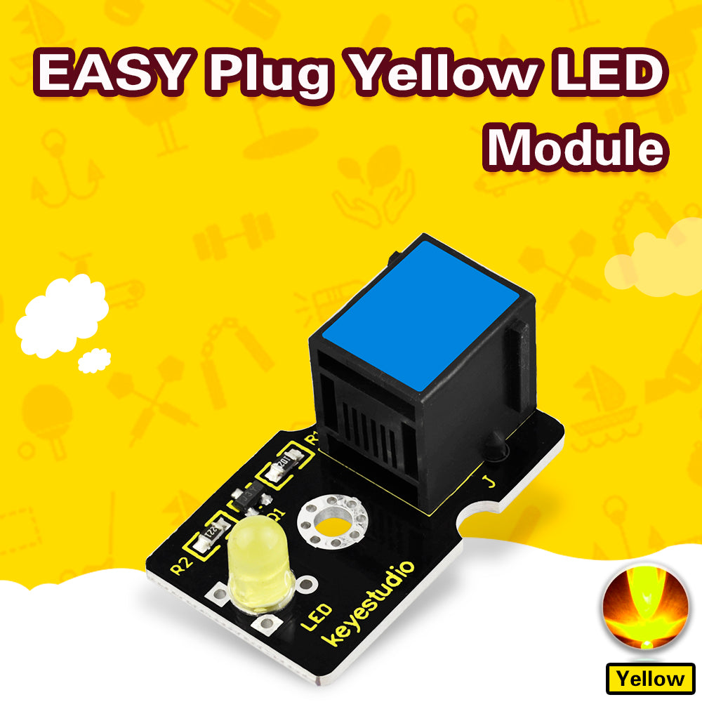 Keyestudio RJ11 EASY plug LED Module(Yellow) for Arduino STEM