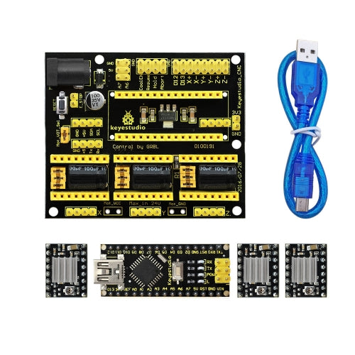 Keyestudio CNC shield v4 +3pcs A4988 driver+ Nano CH340 for Arduino CNC