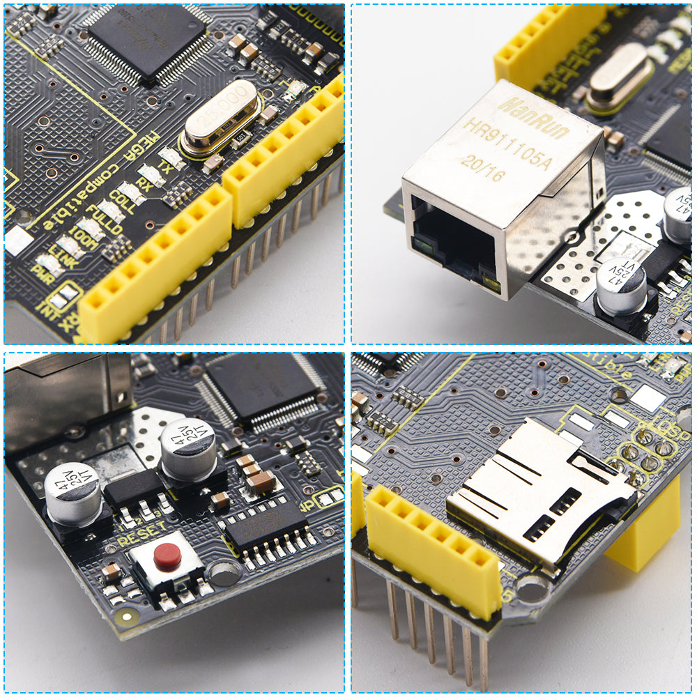 Keyestudio W5100 Ethernet Shield Board with SD Card Slot Original Chip Compatible With Arduino UNOR3 /Mega 2560R3/DUE/1280