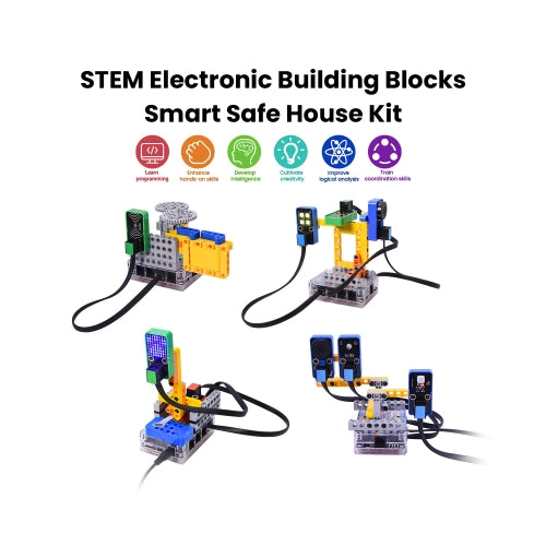 Kidsbits STEM Programming DIY Electronic Building Block Sensor Starter Kit Smart Safe House Kit For Kids Without Board