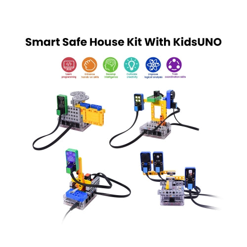 Kidsbits STEM Electronic Building Blocks Smart Safe House Sensor Starter Kit For Arduino Programming Compatible Lego Kit With UNO Board
