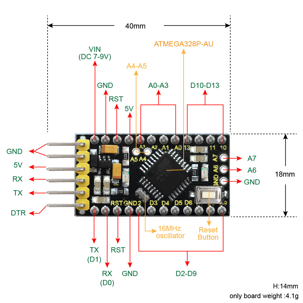 Keyestudio 5V/16MHZ ProMini Original ATMEGA328P Development Board For Arduino DIY Projects