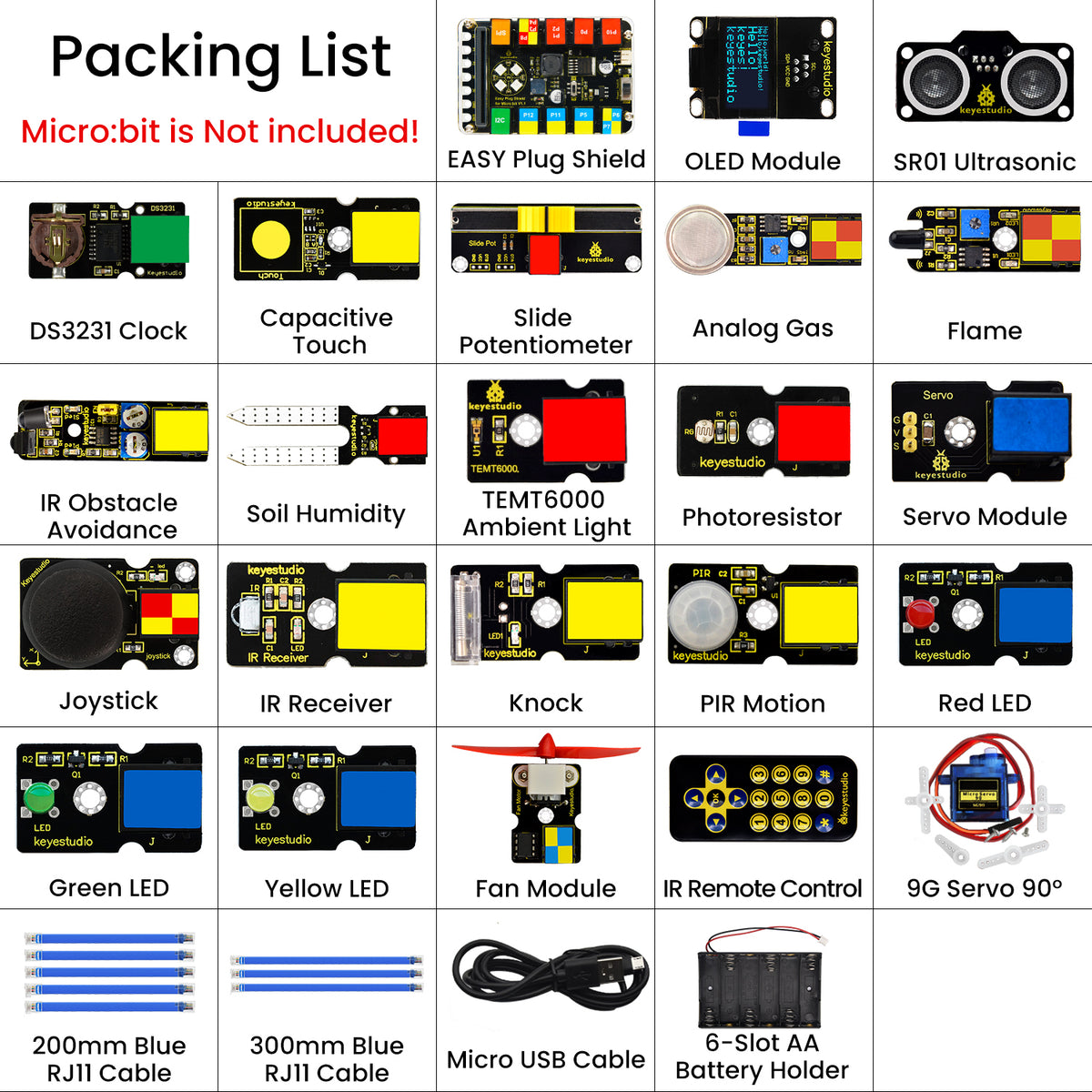 Keyestudio EASY Plug Ultimate Starter Kit for BBC Microbit STEM EDU With Micro Bit Board