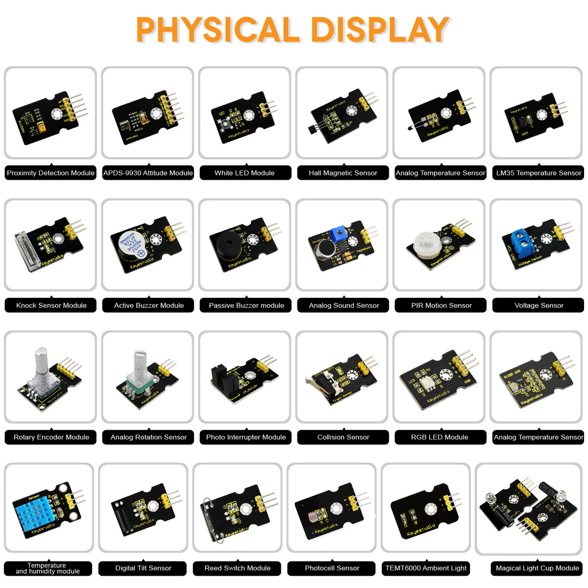 Keyestudio 48 in 1 Sensor Module Kit With Gift Box Electronic Starter Kit for Arduino DIY Projects (48pcs Sensors)