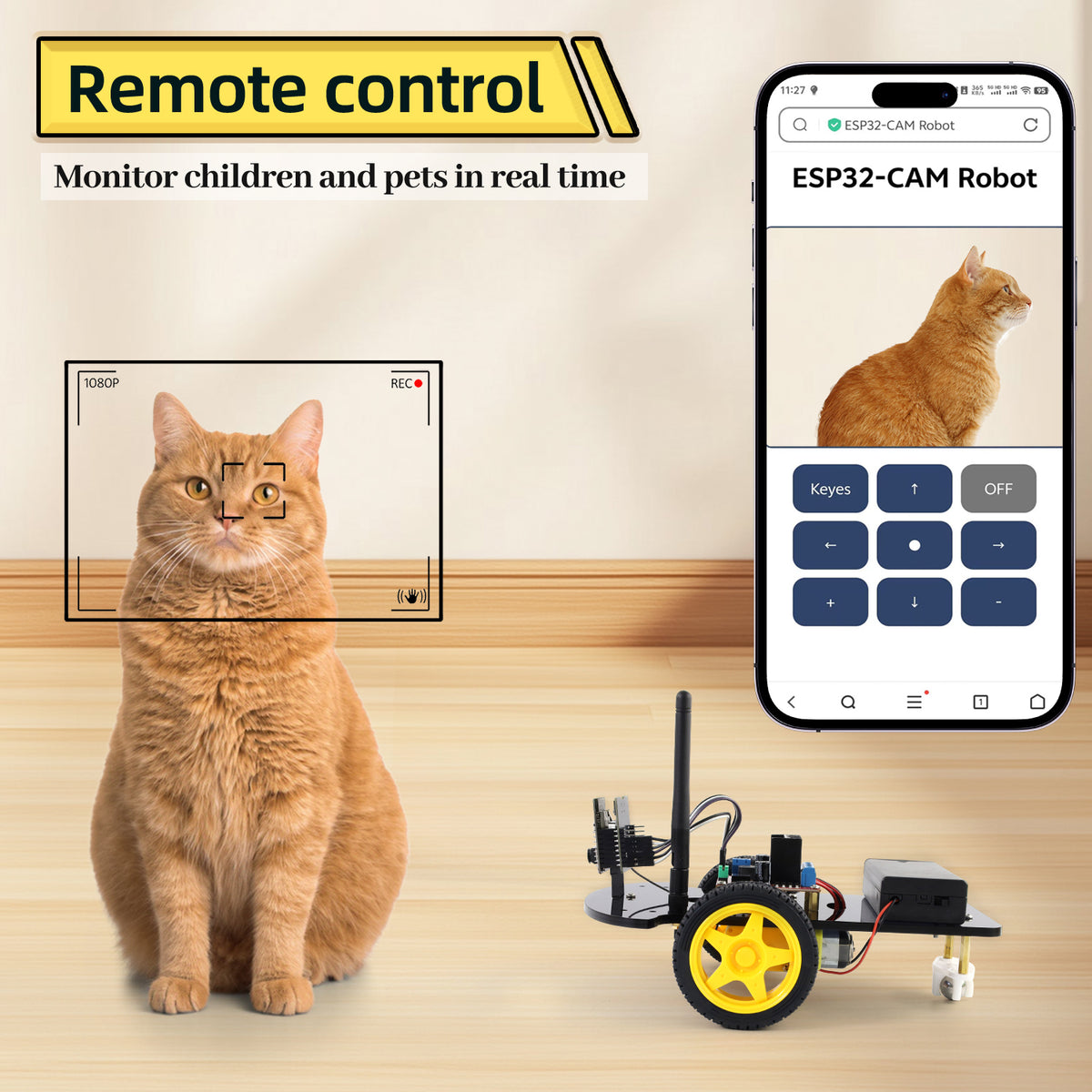 Keyestudio ESP32-CAM 2WD Camera Monitoring Car For ESP32 Robotic Kit