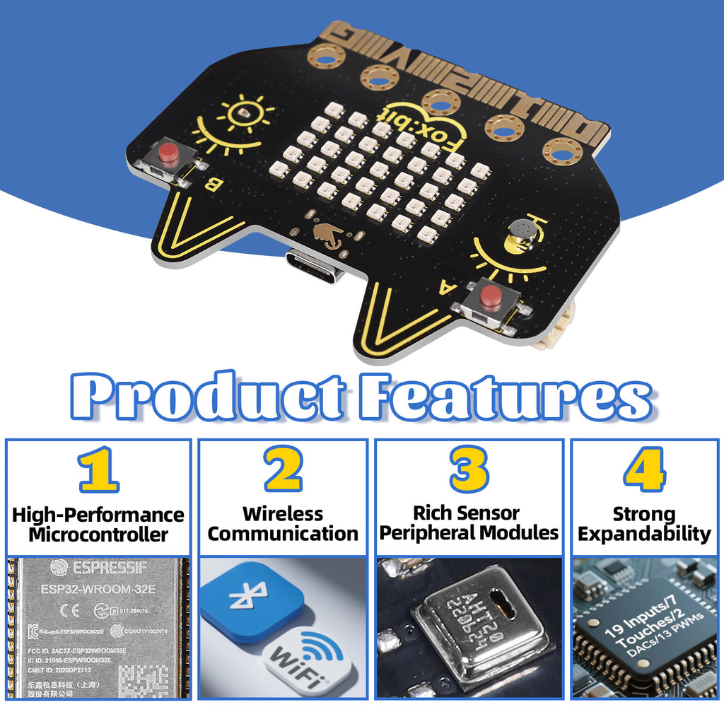 Keyestudio Foxbit STEM Education ESP32 Development Board Wireless Communication With TYPE-C For Arduino and Python