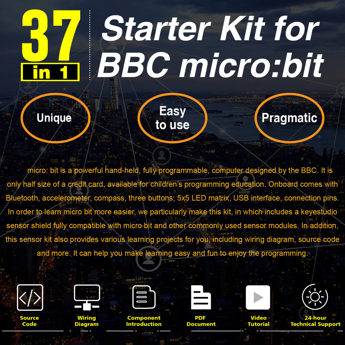 Keyestudio Micro Bit 37 in 1 Sensor Starter Kit With Micro:Bit Board