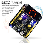 Keyestudio UNO MAX Development Board Onboard 8*8 dot matrix button switch buzzer microphone light sensor RGB LED for Arduino