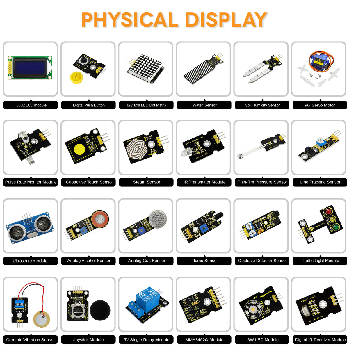 Keyestudio 48 in 1 Sensor Module Kit With Gift Box Electronic Starter Kit for Arduino DIY Projects (48pcs Sensors)