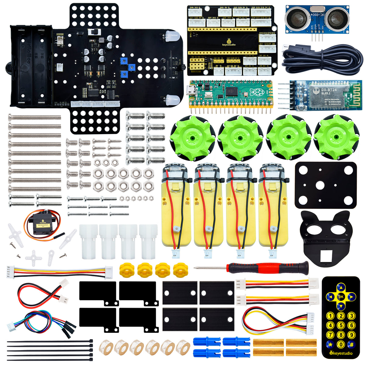 Keyestudio 4WD Mecanum Robot for Raspberry PICO Arduino IDE C Smart DIY Project for Adults STEM Programming Set with 12 Projects
