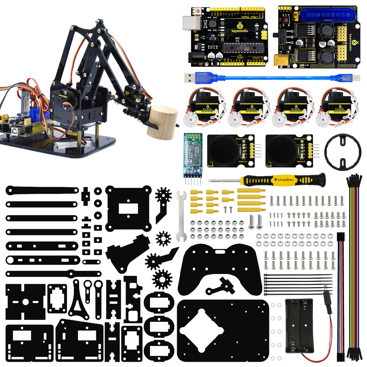 Keyestudio 4DOF Acrylic Toys Robot Mechanical Arm Claw Kit for Arduino DIY Robot