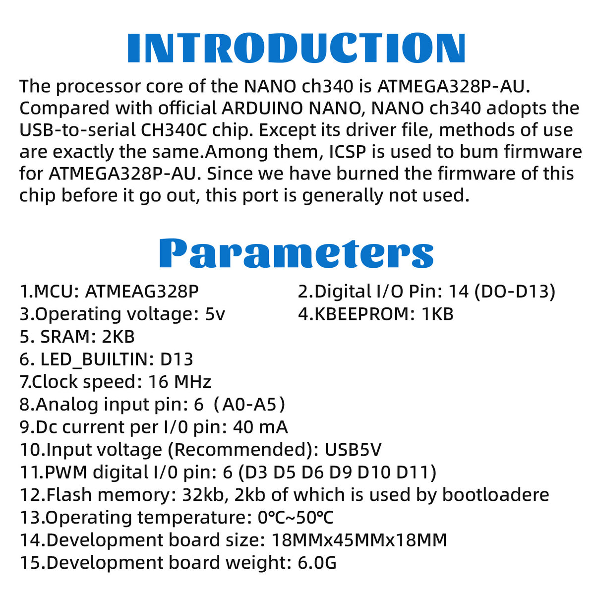 NANO-V3.0 CH340 Development Board ATMEGA328P-AU Controller Board With TYPE-C Cable For Arduino