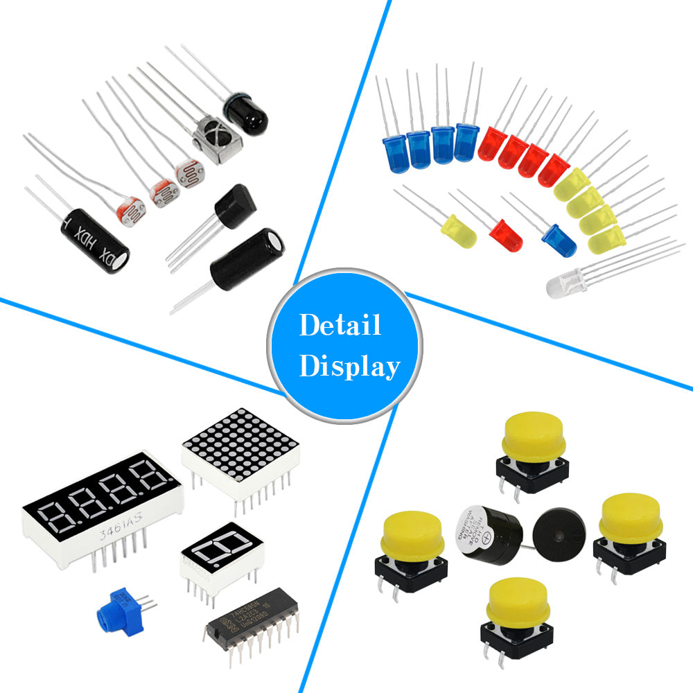 Keyestudio Basic Starter Learning Kit (no UNO board) for Arduino Programming Education with LEDs+PDF