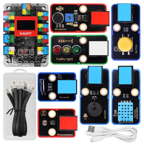Kidsbits ESP32 IoT Basic Starter Learning Kit Support Kidsblock Programming Compatible With Lego