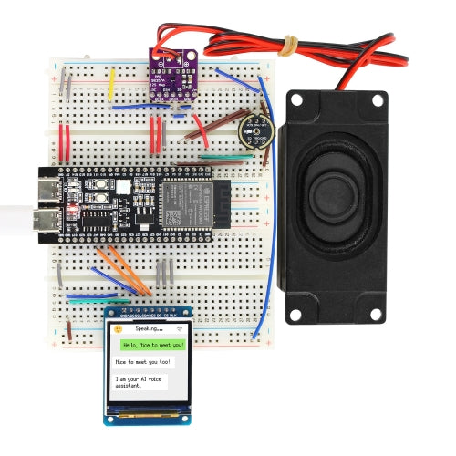Keyestudio ESP32 S3 Al Chatbot Breadboard DIY Kit with 1.54 Inch Display Screen Al Voice Assistant Starter Kit for Deepseek