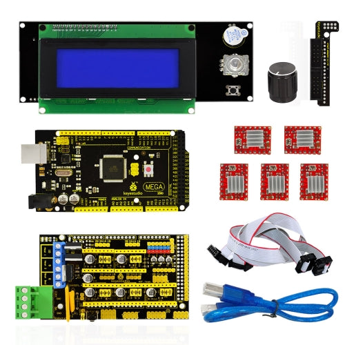 Keyestudio 3D Printer Kit RAMPS 1.4 + Mega 2560 + 5x A4988 motor driver + LCD 2004 Cotroller For Arduino Project