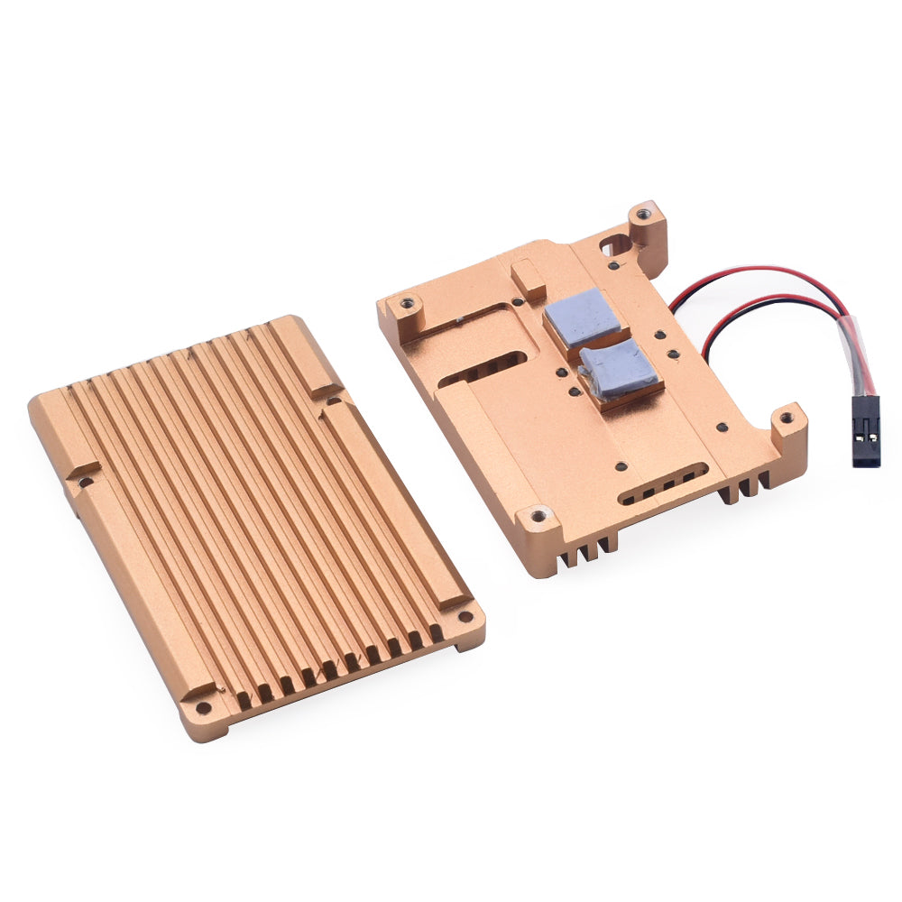 Glod Metal Aluminium Alloy Case Protective Case Practical Accessories Box for Raspberry Pi 4B