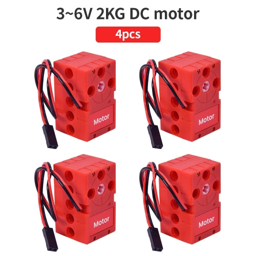4pcs 3-6V 2KG DC Motor Red Gear Motor 360° continuous Rotation Compatible With Building Blocks