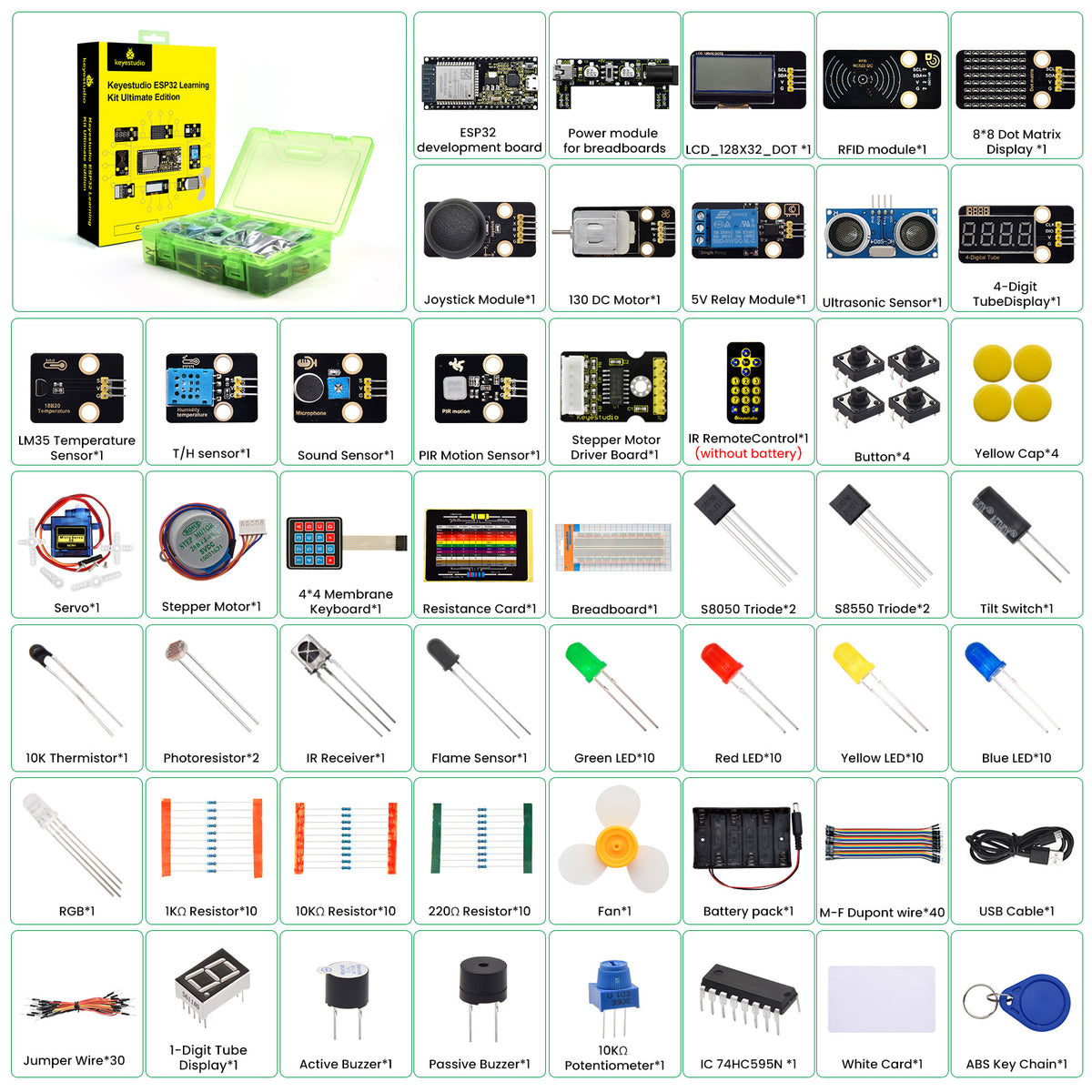Keyestudio ESP32 Learning Kit Ultimate Edition Starter modules Kit DIY Programming Kit