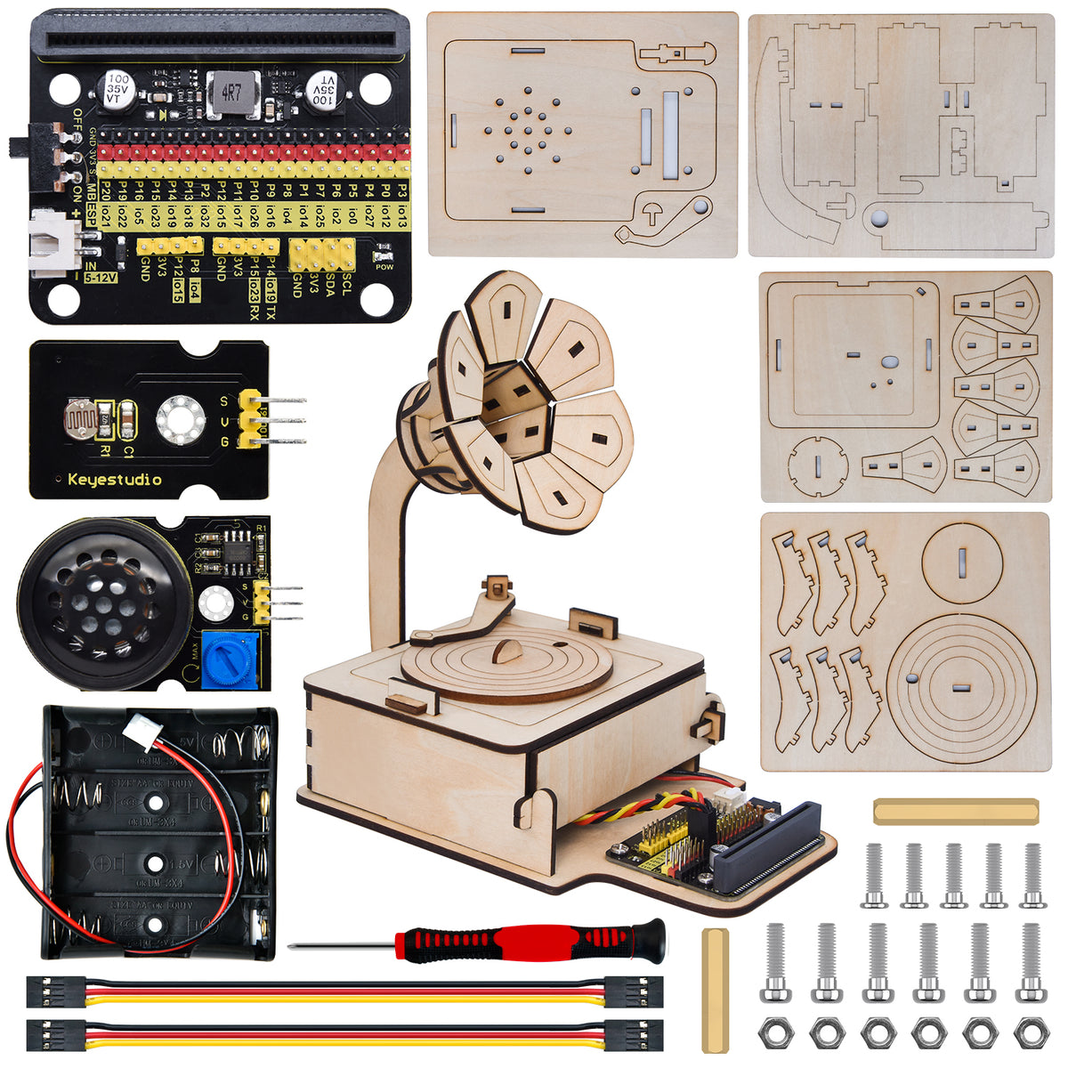 Keyestudio STEM Learning Starter Kit Programming DIY Mini Light Controlled Phonograph Kit For Microbit Without Mainboard