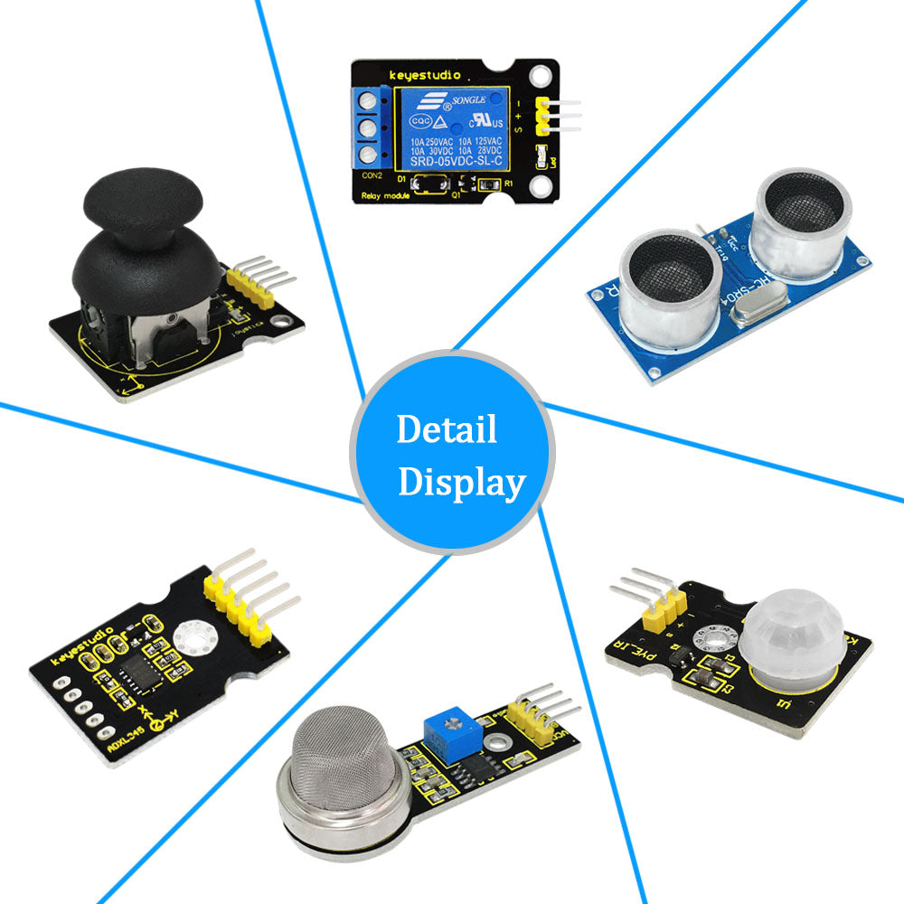 Keyestudio Advanced Starter Learning Kit (no MCU Board) for Arduino Programming Education + Ultrasonic+PDF