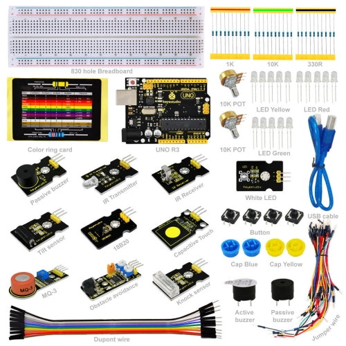 Keyestudio Sensor Starter Kit-K1 For Arduino Education Learning Programming with UNO R3 +DS18B20+IR Receiver+IR Transmitter