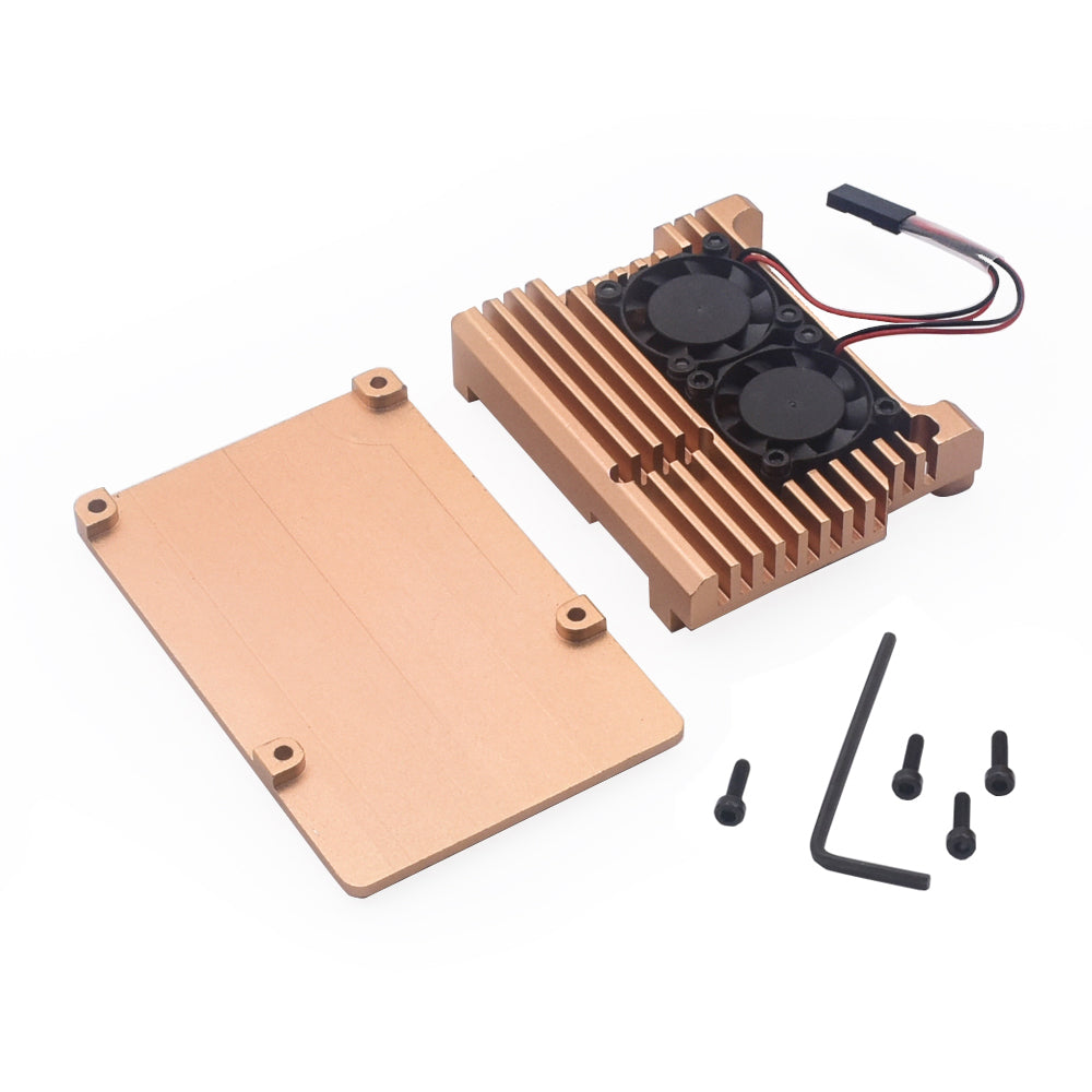 Glod Metal Aluminium Alloy Case Protective Case Practical Accessories Box for Raspberry Pi 4B