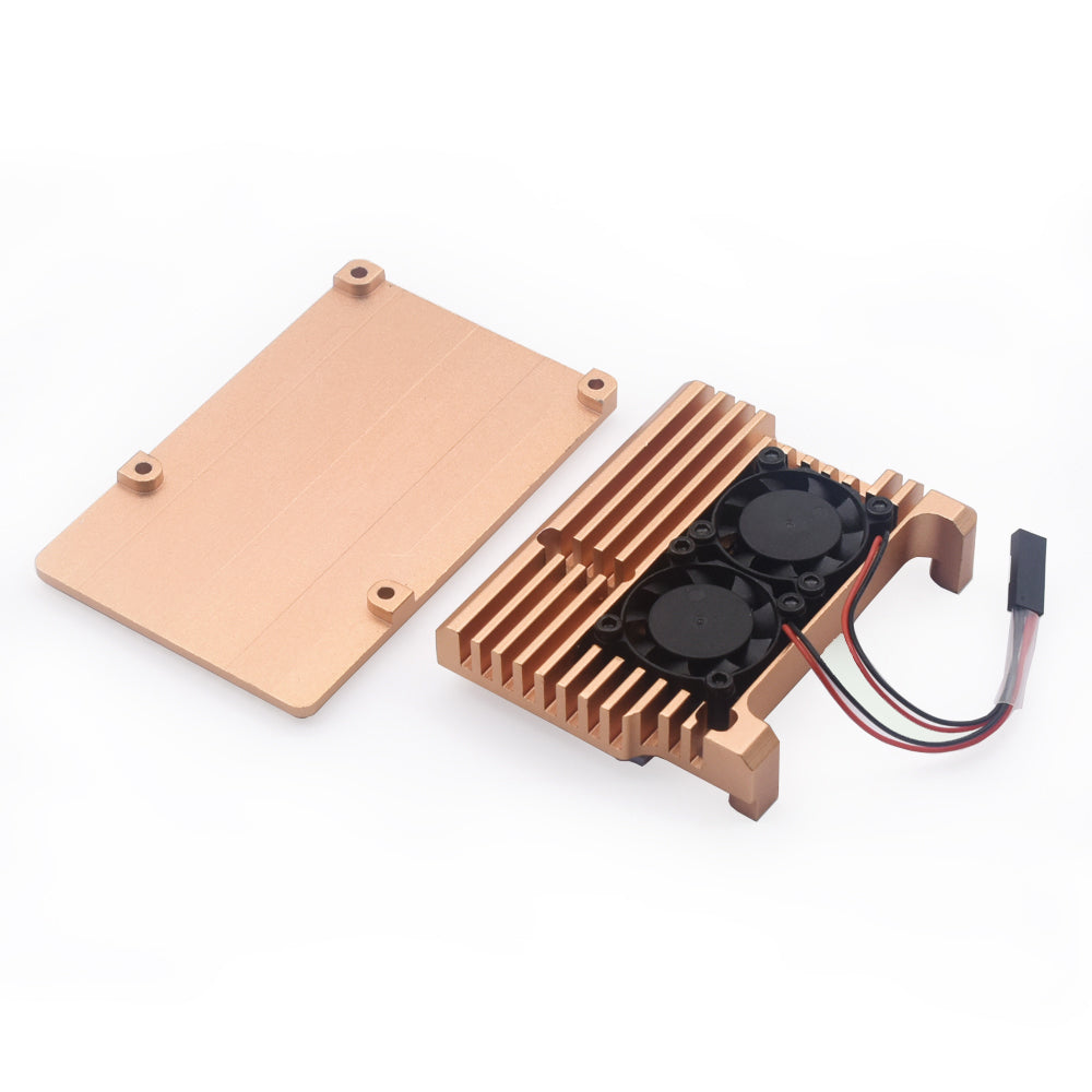 Glod Metal Aluminium Alloy Case Protective Case Practical Accessories Box for Raspberry Pi 4B