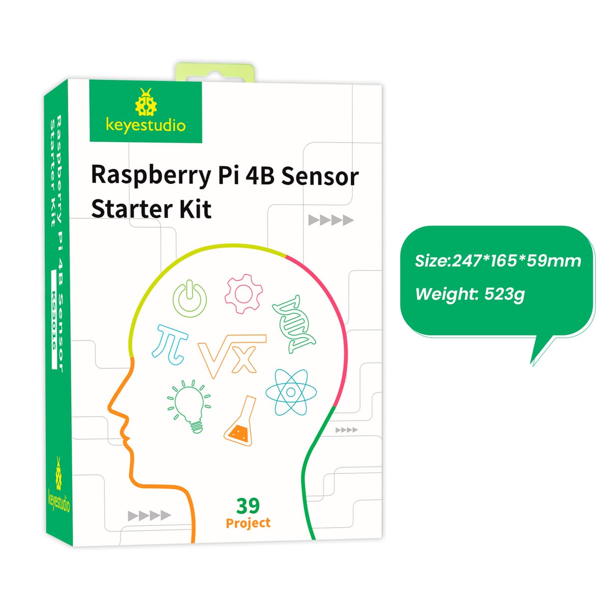 Keyestudio Raspberry Pi Kit Sensor Starter Module Kit For Raspberry Pi4B DIY Electronic Kit Python Programming Kit(NO RPI Board)
