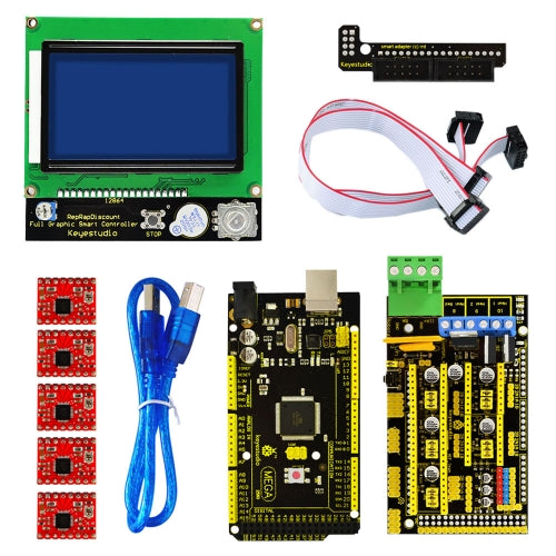Keyestudio 3D Printer Kit RAMPS 1.4+Mega 2560+5xA4988 motor driver+LCD 12864 Controller