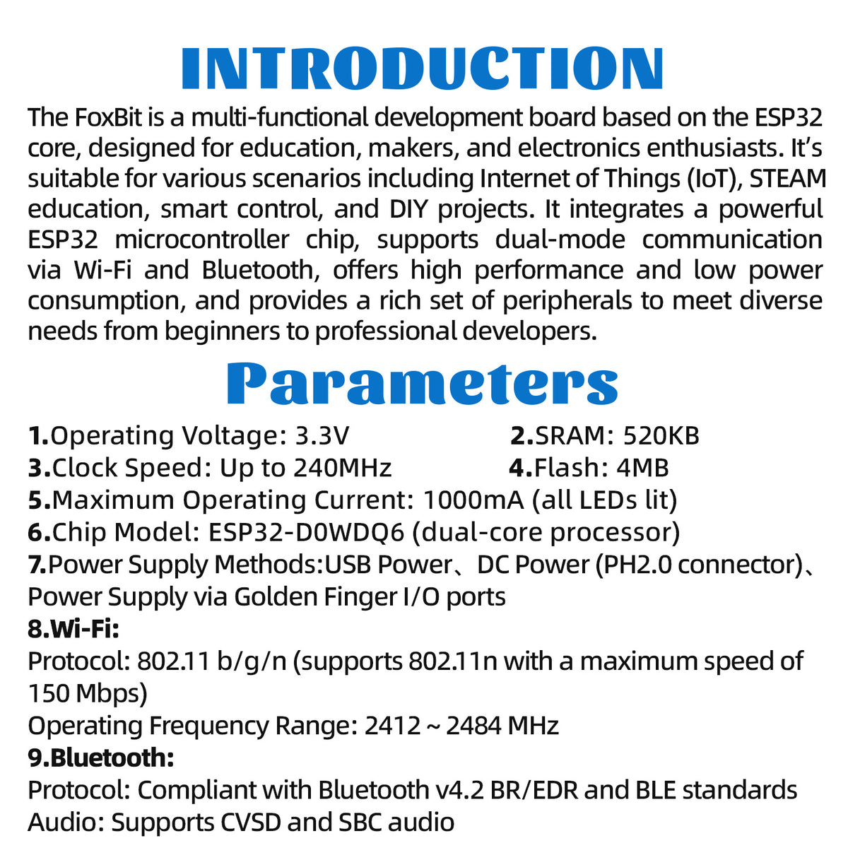 Keyestudio Foxbit STEM Education ESP32 Development Board Wireless Communication With TYPE-C For Arduino and Python