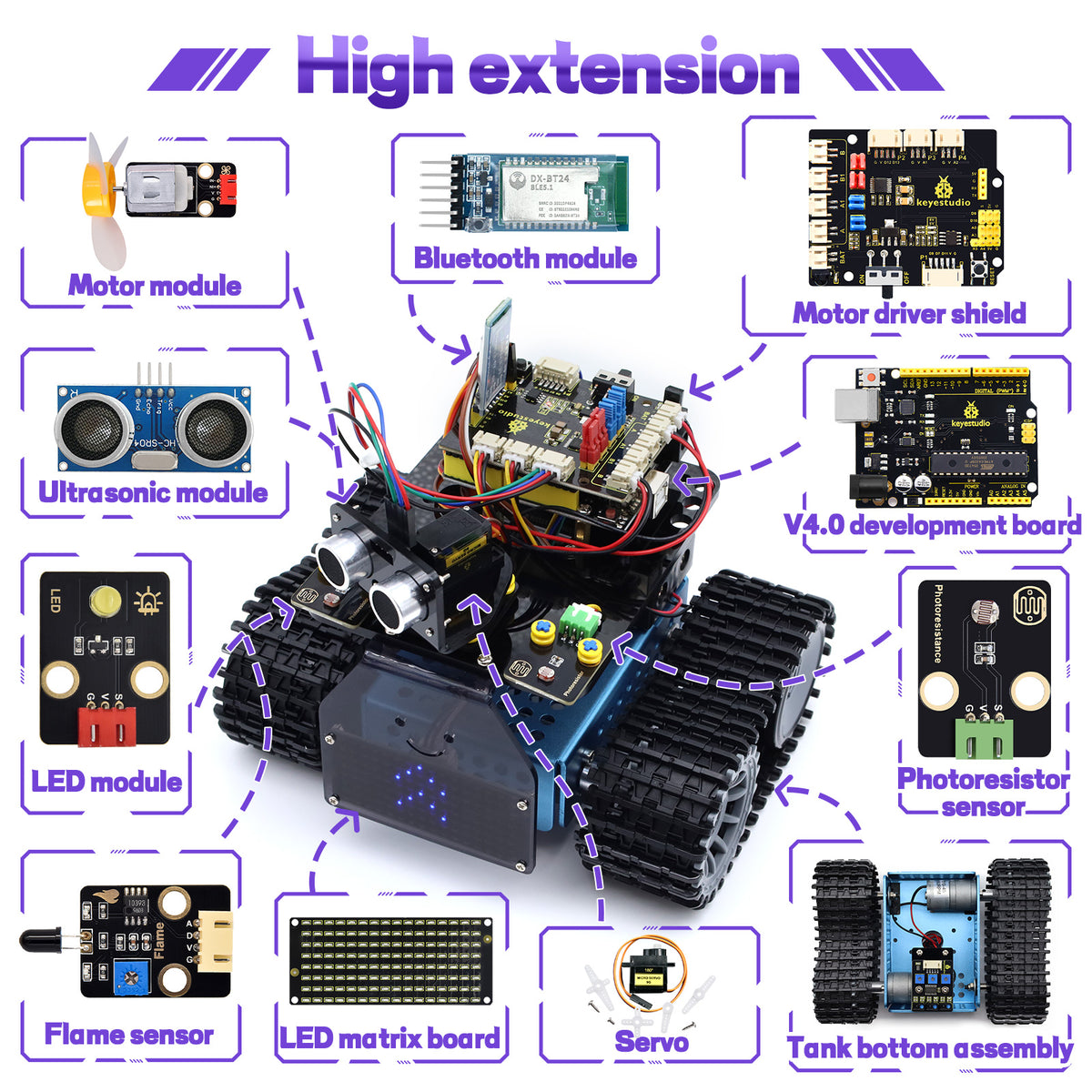 Keyestudio Mini Caterpillar Tank Robot V3.0