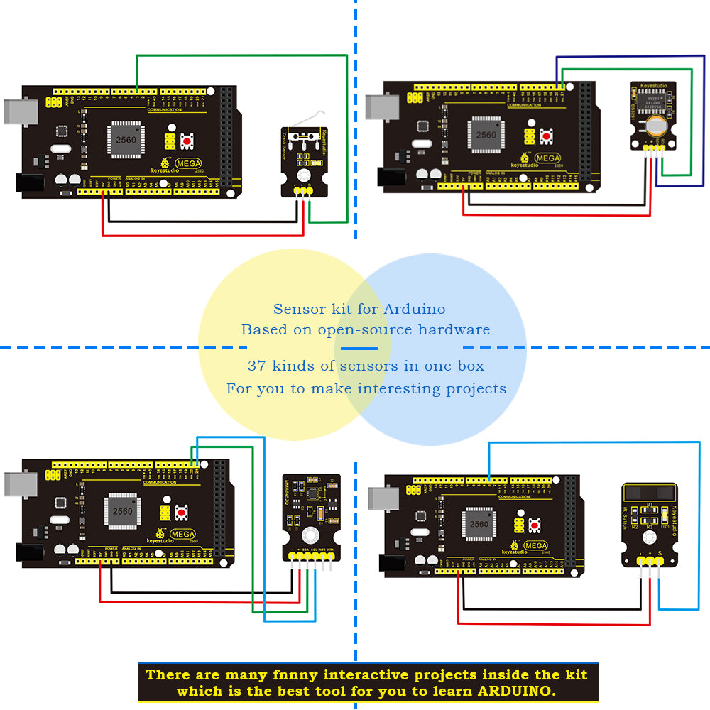 Keyestudio 37 in 1 Box Sensor Kit V2.0 Mega Controller Board Sensor Electronic Kit For Arduino