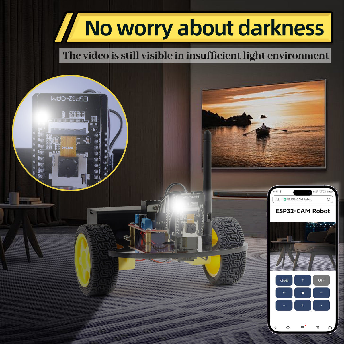 Keyestudio ESP32-CAM 2WD Camera Monitoring Car For ESP32 Robotic Kit
