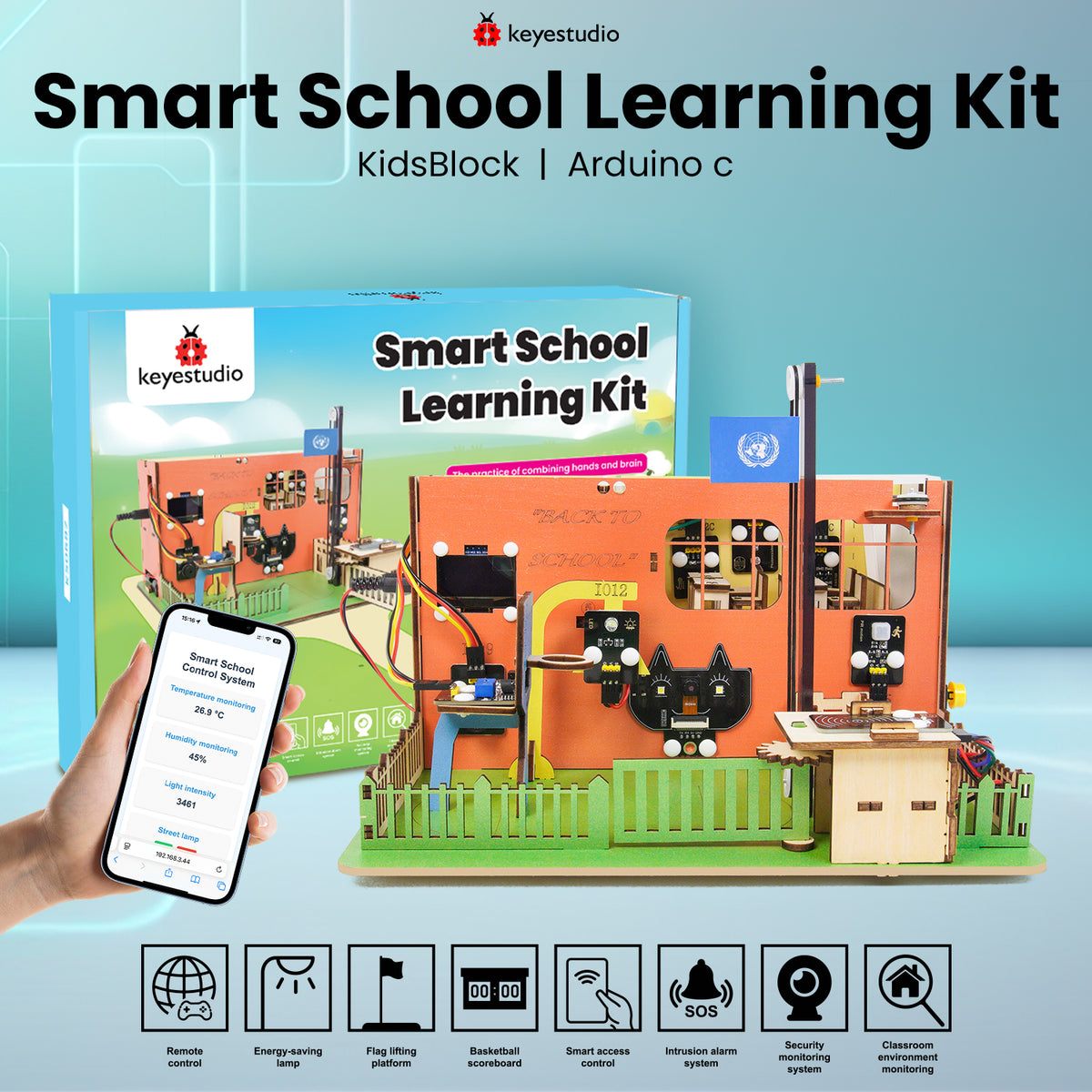 Keyestudio Smart School Learning kit For Arduino ESP32 IoT STEAM Educational Kit for Students