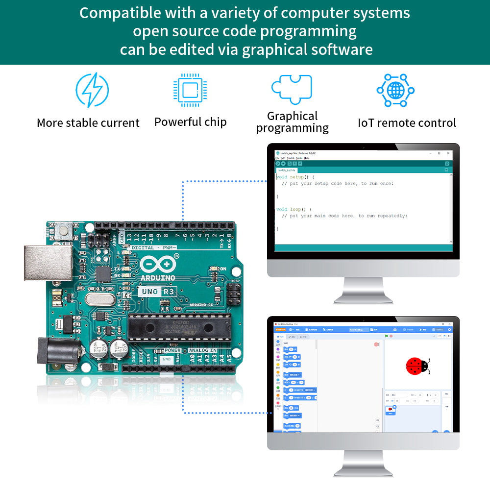 Arduino UNO R3 Development Board Atmega328P Chip Microcontroller