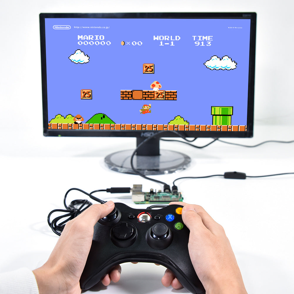 Console Wired Controller USB PC Laptop Joystick Controller Support Raspberry PI Controller Black