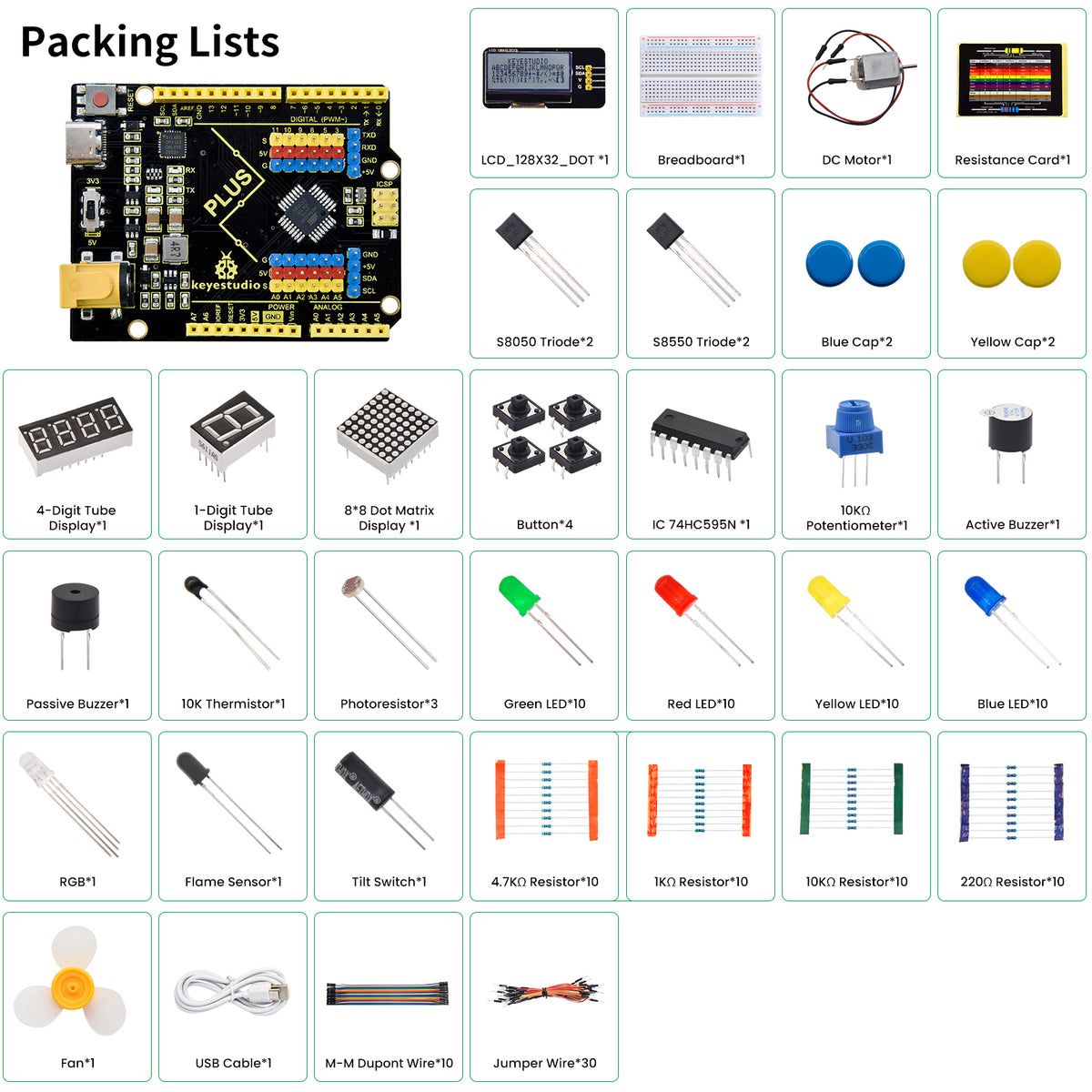 Keyestudio Basic Starter Kit for Arduino DIY Programming Electronics Kit 20Project With Plus Mainboard