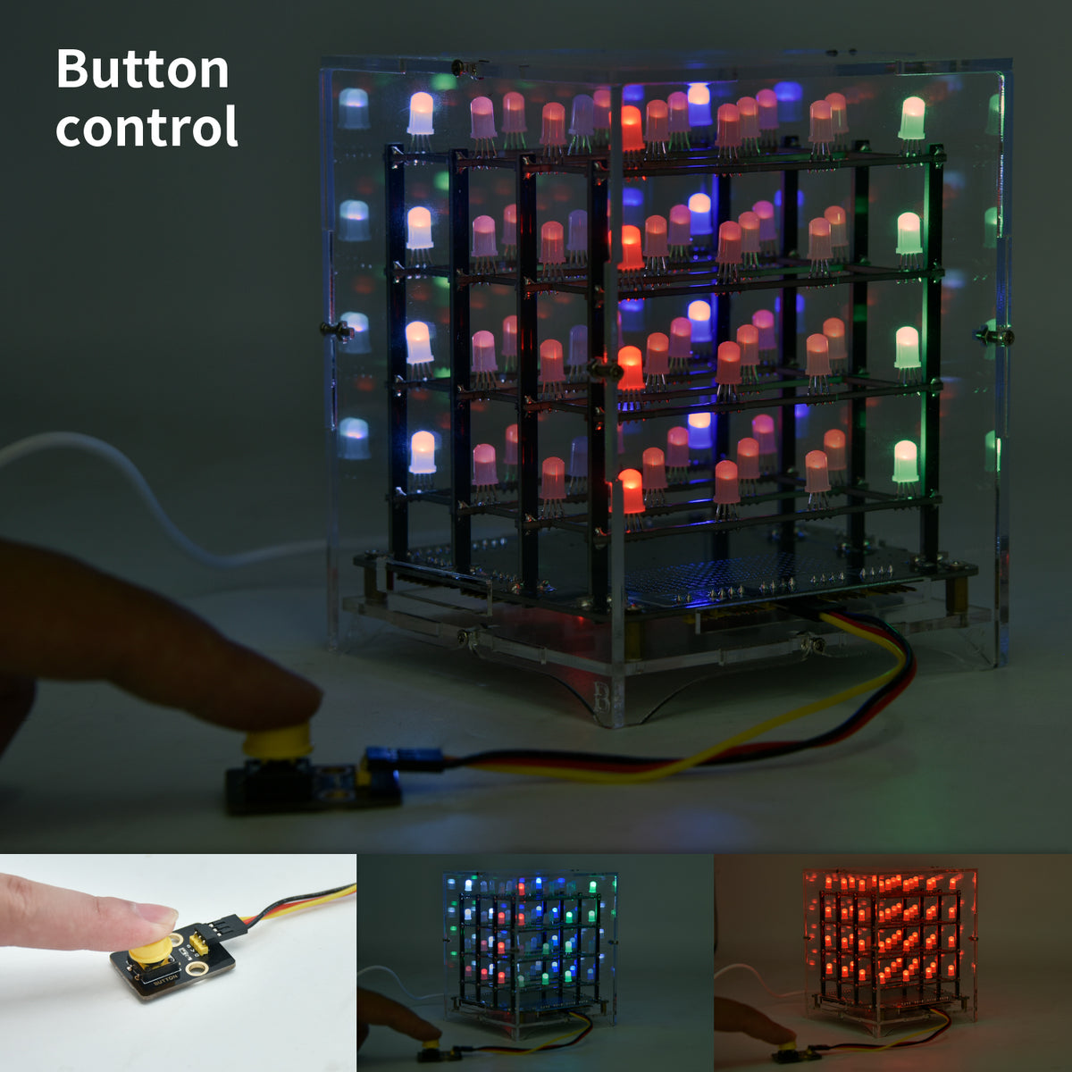 Keyestudio 4x4x4 RGB LED CUBE Electronic Kit For Arduino Starter Kit Voice control Support C++ /Scratch Programming