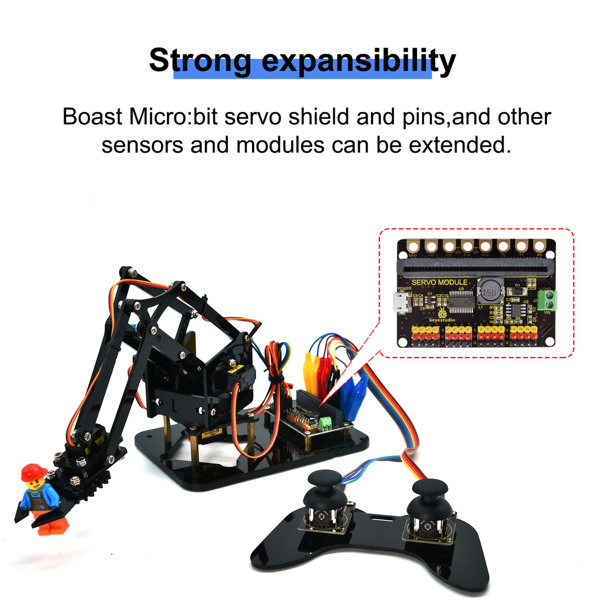 Keyestudio 4DOF Robot Arm Microbit Learning Kit Robot Arm Kit DIY Robot STEM Programming Without Microbit Board