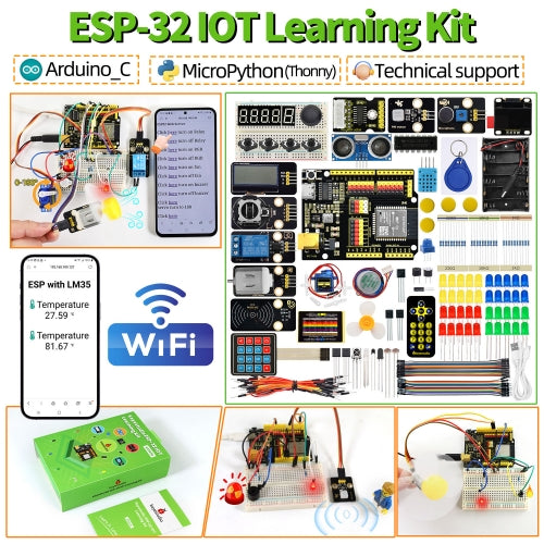 Keyestudio IOT ESP32 Learning Kit for Arduino Support MicroPython&Arduino C Programming With 130+ Projects